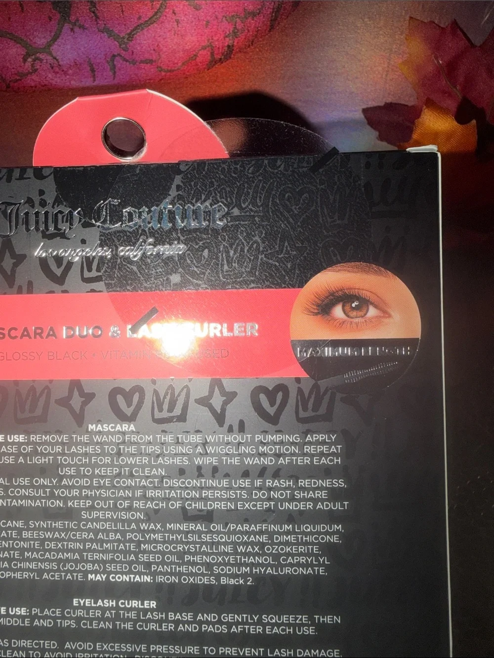 Juicy Couture Mascara Duo & Lash Curler - Coral Red Packaging
